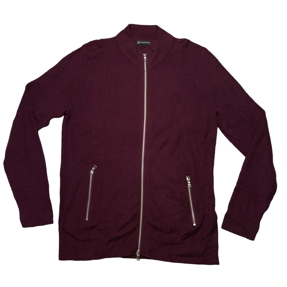 International Concepts Hanging Maroon Zip Up Sweater Mens Size XS